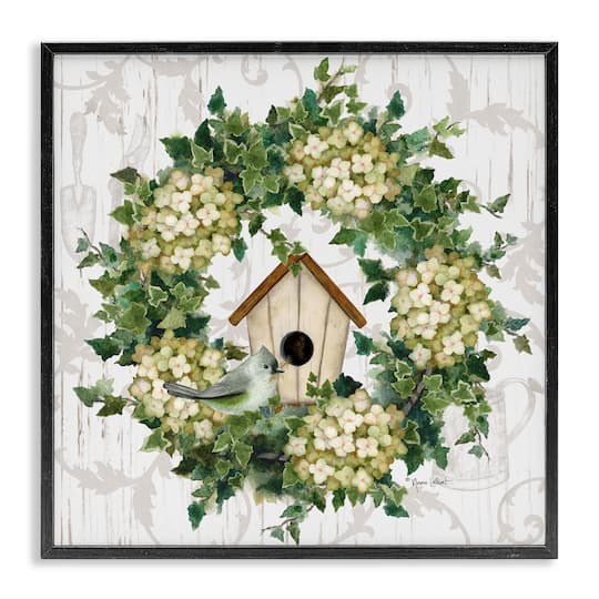 Stupell Industries Spring Birdhouse Wreath Framed Giclee Art